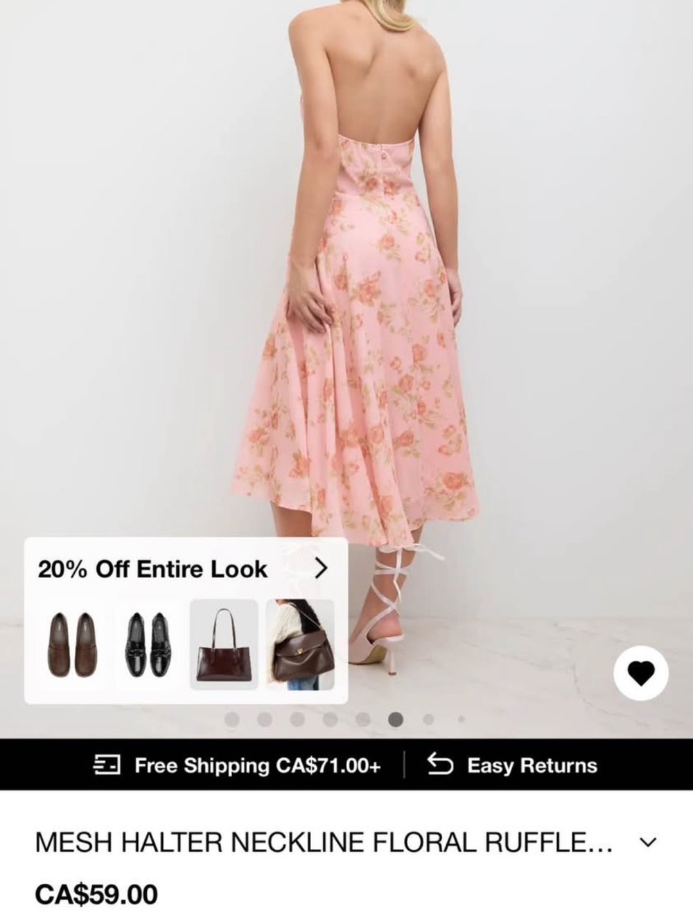 Cider Pink Floral Mesh Halter Midi Dress - Picture 4 of 5